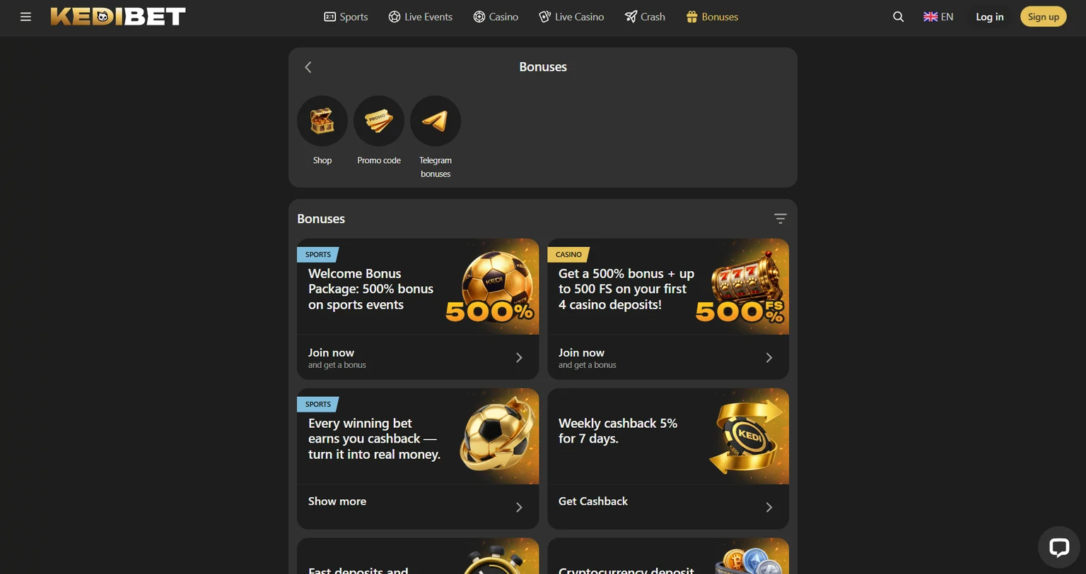 KediBet bonuses